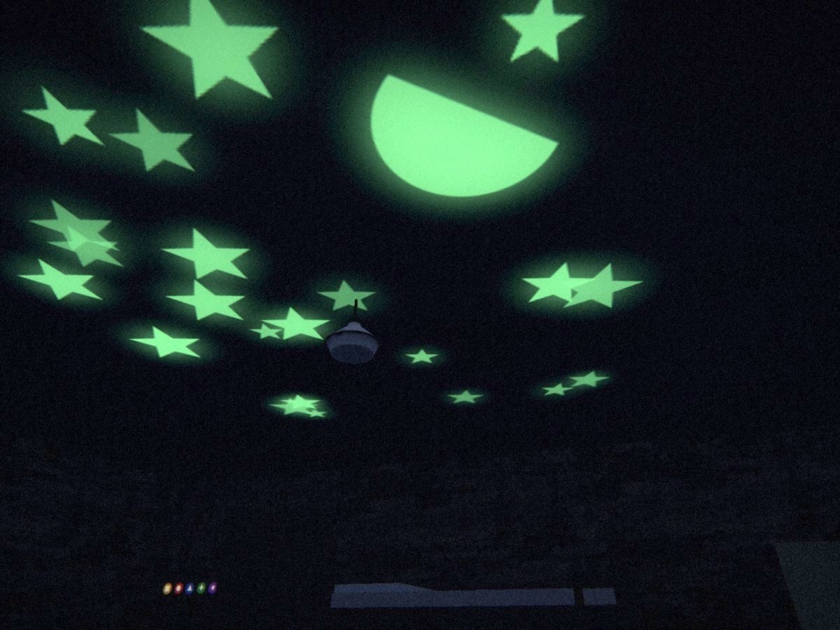Des étoiles phosphorescentes au plafond d'une chambre d'enfant