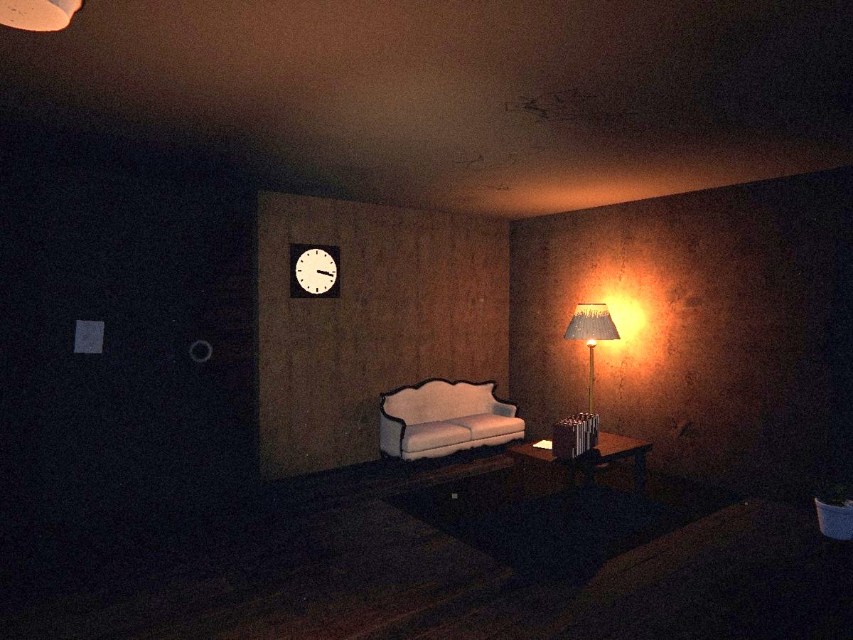 Le salon, à la lampe torche